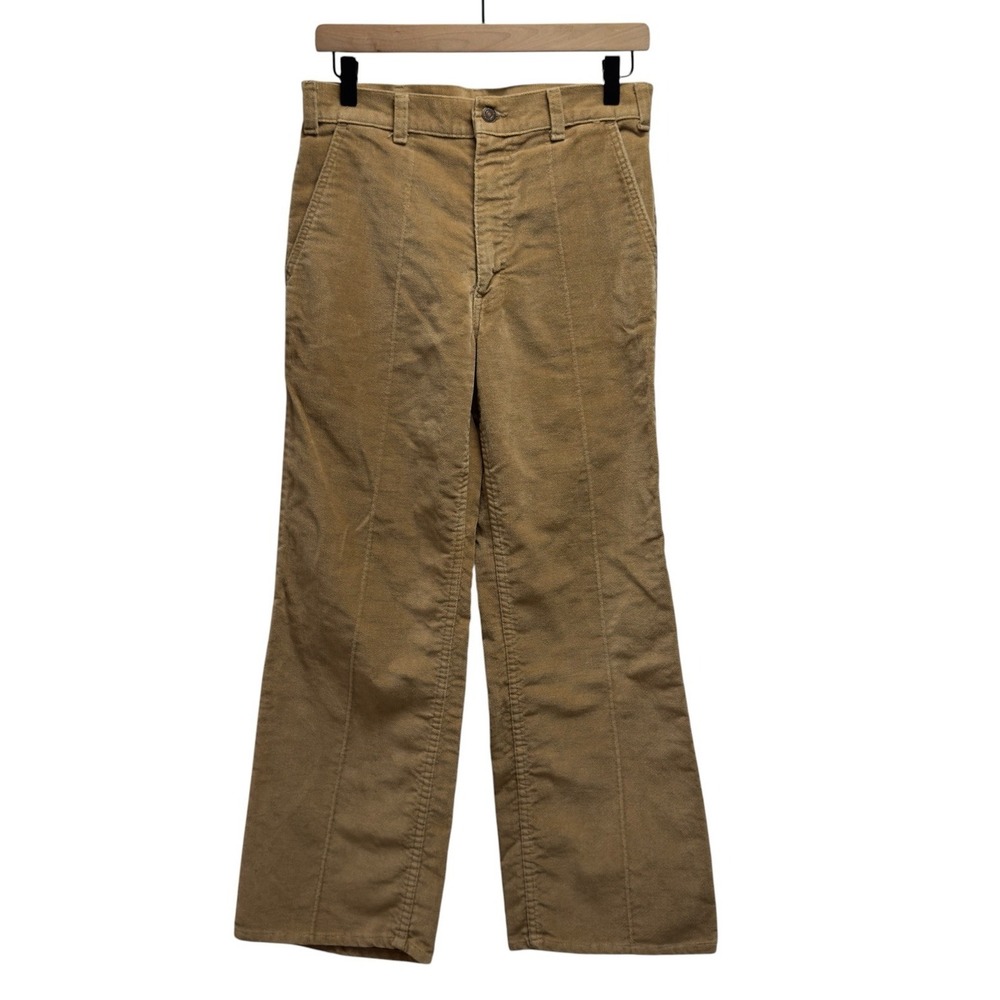 Levis 601 Movin On Vtg 70s 80s Mens 31x36 (29x27) Tan Flare Leg Velour Pants euc